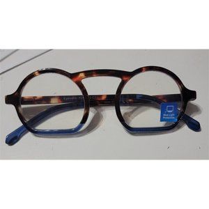 EyeLooker Round Flat Bottom 1.5 Blue Light Tortoise & Blue Reading Glass 113225